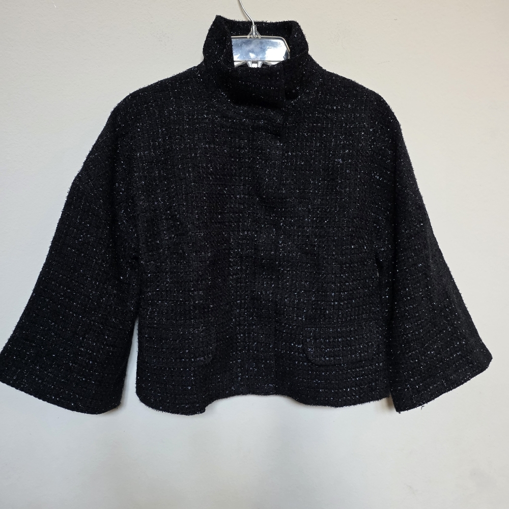Express Black Tweed Cape Jacket Size 8